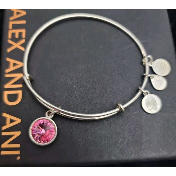 Alex And Ani October Birthstone Silver Expandable Bangle - Picture 2 of 8